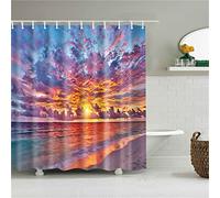 XYueww Shower Curtain, Dusk Seascape Waterproof Mould Bathroom Curtains, Proof Resistant with Rust-Resistant Metal Rings and 12 Hooks Bath Shower Curtain Liner extra long shower curtains,200x200cm