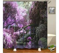 XYueww Shower Curtain, Garden Bridge 3D Printing Bathroom Curtains, Quick-Drying, Washable Curtains with 12 Hooks, For Bath Tub and Shower Stall,bathroom decor anti mould shower curtain,240x180cm