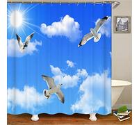 XYueww Shower Curtain, Sky Bird Waterproof Mould Bathroom Curtains, Proof Resistant with Rust-Resistant Metal Rings and 12 Hooks Bath Shower Curtain Liner extra long shower curtains 120x180cm