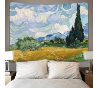 XYueww Vincent Van Gogh Tapestry, Wheat Field with Cypresses Wall Hanging, Tapestry Bedroom Wall Towel Bedroom Decorations for Bedroom Living Room 100cmx150cm