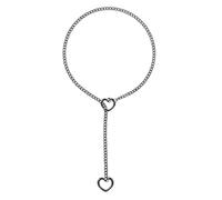 Xyulaan Heart O-ring Slip Chain Necklace for Women, Lust Goth Choker Collar No Love Long Chain Vintage Retro Steampunk Choker, Punk Rock Stainless Steel Cuban Jewelry Adjustable Lariat Y-Necklace