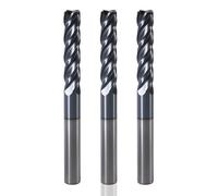 XYunEnZ Carbide Square End Mill Set, 3Pcs 4 Flute 3/8" Cutting Diameter,1-3/4" Thread Deep, 4" Overall Length, Micro Grain Carbide Mill Bits for Alloy Steels/Hardened Steels