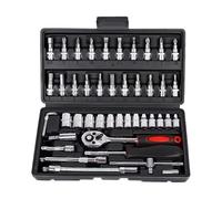 XYUOIS Drive Socket Set 46pcs Drive Socket Set Ratchet Wrench Set with Sockets Metric Hex Bit Socket Set Multi-Functional Automotive Tools Box Kit Set