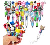 XYUXWLG Multicoloured Pens, 26 PCS Pens for Kids 4-Color Fun Cartoon Mini Retractable Ballpoint Pens Set, Party Bag Fillers for Kids Class School Supplies