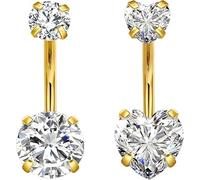 Xyvona 2 PCS Belly Button Bars, Gold Navel Bars, Stainless Steel Belly Navel Piercing Jewellery, Body Piercing Internally Belly Button Bars