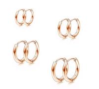 Xyvona 4 Pairs Titanium Steel Earrings, Hypoallergenic & Lightweight Cartilage Friendly Studs for Sensitive Ears, 6mm/8mm/10mm/12mm Gold Sizes