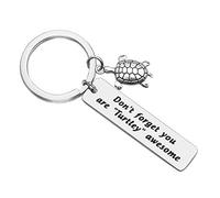Xyvvol Turtle Keying, Don't Forget You Are Turtley Awesome Keychain,Stainless Steel Inspirational Gift for Women men Girls Kids Daughter Son Families Birthday Christmas Festival