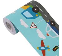 XYWHPGV 3D Wall Paper Border Self Stick Wall Covering PVC Floor Borders for Kitchen Bathroom Bedroom Wall Decor Paper,Blue Green Car, 3.94 Inch by 32.8 Feet(f1997 46b95 b391b 9bd34 fb956 1b9ae