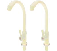 XYWHPGV Plastic Home Kitchen Swan Neck Shaped Basin Water Tap Faucet Switch 2 Pcs Beige(f8538 e36fe c82b6 a0377 03862 776ce