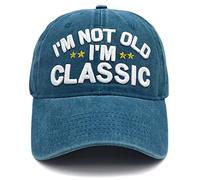 xywlwoer Funny Retirement or Birthday Gifts Hats for Men Women,I'm Not Old Classic Baseball Cap Gag Gifts for Dad Grandpa Old Man, I'm Not Old I'm Classic-Blue Washed, One Size