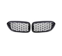 XYWOPO 2PCS Car Front Grille Bumper Grill, for BMW, for 5 Series G30 G31 G38 2018 2019 2020 Chrome Diamond Racing Grills Meteor Style Car Front Grille(Black Silver)