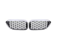 XYWOPO 2PCS Car Racing Grill Meteor Diamond Star Style Front Grille Bumper, for BMW, for 5 Series G30 G31 G38 520i 530i 540i 2018 2019 Car Front Grille(Full Silver)