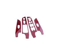 XYWOPO Car Window Lift Switch Panel Cover Trim, for Civic, 8th Gen 2006-2011 Red Carbon Fiber Inner Front Rear Door Kit LHD Window Control Trim Car Window Switch Cover
