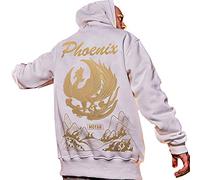 XYXIONGMAO Fashion Street Men's Japanese Hoodie Oversized Couple Sweater Golden Phoenix (white, M)