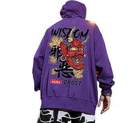 XYXIONGMAO Graphic Hoodies for Men Japanese Hoodie Streetwear Oversized Black White Ghost Hip-Hop Good and Evil (Black, XL)