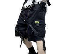 XYXIONGMAO Hip Hop Overalls Men's Cargo Tactical Shorts Slacks Pants Athleisure Joggers Techwear Streetwear Sweatpants, Black, Medium