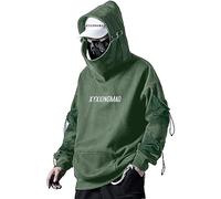 XYXIONGMAO Streetwear Techwear Hoodie Cyberpunk Tactical Mens Black Urban Hip Hop Japanese Sweatshirt, Green, XX-L