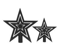 Xyxu Black Star Christmas Tree Topper, 2pcs Glitter Christmas Tree Star Topper for Black Traditional Christmas Decorations, 15cm & 10cm Sparkly Xmas Tree Topper Stars for Xmas Tree Decoration