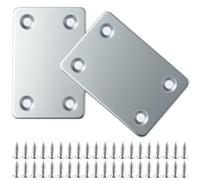 Xyxu Flat Brackets for Wood, 10pcs 60 × 38 × 1.3mm Flat Joining Plates Sleeper Bracket, Galvanized Steel Mending Plates for Connector, Metal Brackets for Wood Fixing