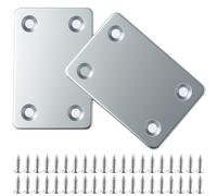 Xyxu Flat Brackets for Wood, 10pcs 60x38x1.2mm Metal Straight Sleeper Bracket with Screws, Galvanized Steel Joining Mending Plate for Garden Fence, Timber Furniture Repairing Fixing
