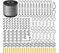 Xyxu Garden Wire for Climbing Plants, 100m 2mm PVC Coated Stainless Steel Heavy Duty Metal Cable Catenary Fence Wire Rope Trellis Kit with M5 Turnbuckles Wires Tensioner, Vine Eyes for Climbing Plants