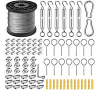 Xyxu Garden Wire for Climbing Plants, 50m 2mm PVC Coated Stainless Steel Heavy Duty Metal Cable Catenary Fence Wire Rope Trellis Kit with M5 Turnbuckles Wires Tensioner, Vine Eyes for Climbing Plants
