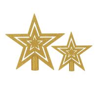 Xyxu Gold Christmas Tree Topper Star Set, 10cm & 15cm - 2-Pack Hollow Glitter Treetop Stars, Sparkly Gold Xmas Tree Decorations, Easy-Fit Tree Top Ornaments for Holiday Home Décor