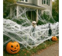 Xyxu Halloween Decorations Spider Web - 300g Stretchable White Halloween Cobwebs with 60 Realistic Black Plastic Spiders for Indoor Outdoor Haunted House, Party, Garden Decorations