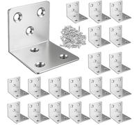 Xyxu L Brackets for Wood, 20pack Heavy Duty 30x30x30mm Metal Right Angle Corner Sleeper Brackets for Wood with 60pcs Screws, 1.5mm Thick Galvanised Steel L Shaped Bracket for DIY, Home Repair