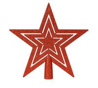 Xyxu Red Star Christmas Tree Topper, 20cm Glitter Christmas Tree Star Topper for Red Traditional Christmas Decorations, Shatterproof Sparkly Xmas Tree Topper Stars for Xmas Tree Decoration