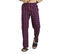 XYXX Men's Super Combed Cotton Checkered Checkmate Pyjamas Elasticated Waist, Drawstring | Loungewear for Men (M; Maroon And Blue Checks)