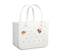 XYYYHTL Beach Tote Bag Rubber Waterproof Washable Durable Open Tote for Sports, Pool, Gym, Large Rubber EVA Bag With Holes Stylish Women's Beach Essentials