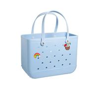 XYYYHTL Beach Tote Bag Rubber Waterproof Washable Durable Open Tote for Sports, Pool, Gym, Large Rubber EVA Bag With Holes Stylish Women's Beach Essentials
