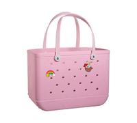 XYYYHTL Beach Tote Bag Rubber Waterproof Washable Durable Open Tote for Sports, Pool, Gym, Large Rubber EVA Bag With Holes Stylish Women's Beach Essentials