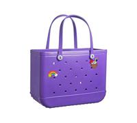 XYYYHTL Beach Tote Bag Rubber Waterproof Washable Durable Open Tote for Sports, Pool, Gym, Large Rubber EVA Bag With Holes Stylish Women's Beach Essentials