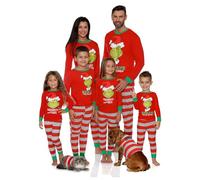XYYYHTL Christmas Pajamas Matching Family Pajamas Sets Green Monster Xmas Pjs Festival Party Holiday Nightwear Matching Pjs for Dad Mom Couples Adults Kids Baby Dog