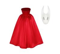 XYYYHTL Hollow Knight Costume Kids Adult Hornet Hollow Knight Silksong Red Cloak Cape with 2D Flat Mask Halloween Costume Party Performance Props
