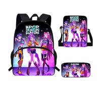 XYYYHTL K D H Backpack with Tote Shoulder Bag Pen Bag 3pcs Set Girl Boy Students Anime Huntrix Rumi Mira Zoey Jinun Saja Boys Schoolbags Fashion Kawaii Backpack for Fans