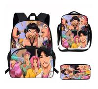 XYYYHTL K D H Backpack with Tote Shoulder Bag Pen Bag 3pcs Set Girl Boy Students Anime Huntrix Rumi Mira Zoey Jinun Saja Boys Schoolbags Fashion Kawaii Backpack for Fans