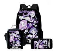 XYYYHTL K D H Backpack with Tote Shoulder Bag Pen Bag 3pcs Set Girl Boy Students Anime Huntrix Rumi Mira Zoey Jinun Saja Boys Schoolbags Fashion Kawaii Backpack for Fans
