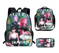 XYYYHTL K D H Backpack with Tote Shoulder Bag Pen Bag 3pcs Set Girl Boy Students Anime Huntrix Rumi Mira Zoey Jinun Saja Boys Schoolbags Fashion Kawaii Backpack for Fans