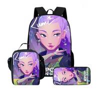 XYYYHTL K D H Backpack with Tote Shoulder Bag Pen Bag 3pcs Set Girl Boy Students Anime Huntrix Rumi Mira Zoey Jinun Saja Boys Schoolbags Fashion Kawaii Backpack for Fans