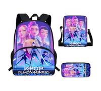 XYYYHTL K D H Backpack with Tote Shoulder Bag Pen Bag 3pcs Set Girl Boy Students Anime Huntrix Rumi Mira Zoey Jinun Saja Boys Schoolbags Fashion Kawaii Backpack for Fans