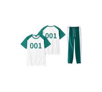 XYYYHTL Korean Game Costume Tracksuit Adult &Kids Korean Traditional Game Track Suit Fancy Dress Green Outfit Teens Number 230/001/456 Tracksuit