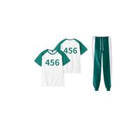 XYYYHTL Korean Game Costume Tracksuit Adult &Kids Korean Traditional Game Track Suit Fancy Dress Green Outfit Teens Number 230/001/456 Tracksuit