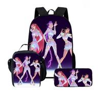 XYYYHTL Kpop Demon Hunters Backpack with Tote Shoulder Bag Pen Bag 3pcs Set Girl Boy Students Anime Huntrix Rumi Mira Zoey Jinun Saja Boys Schoolbags Fashion Kawaii Backpack for Fans