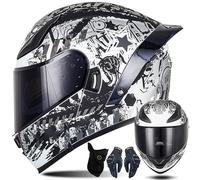 XYYYM Flip up Motorcycle Men Women Helmet Modular Helmets with Dual Visor - Mask, Motorbike Full Face Helmet for Scooter Chopper Cruiser, Nine-stage Release Buckle, ECE Approved 55-64cm
