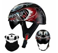 XYYYM Vintage Motorcycle Half Helmet, Retro Open Face Helmet for Men Women, ECE Approved, Lightweight Half Shell Helmet with Drop-Down Sun Visor, Bike Cruiser Crash Moped Scooter Helmet