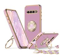 XYZ Case for Samsung Galaxy S10 Case Purple | with Stand, with Double Ring, Women Girls, Cute, Love-Heart, Luxury, Bling, Protective Case, Heart