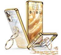 XYZ for Galaxy S25 Case with Stand, for Samsung Galaxy S25 Case with Double Ring, Women Girls Bling Luxury Glitter Clear Phone Case Cover Heart for Samsung S25, Gold
